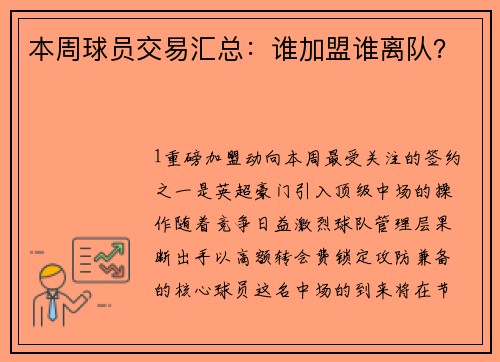 本周球员交易汇总：谁加盟谁离队？